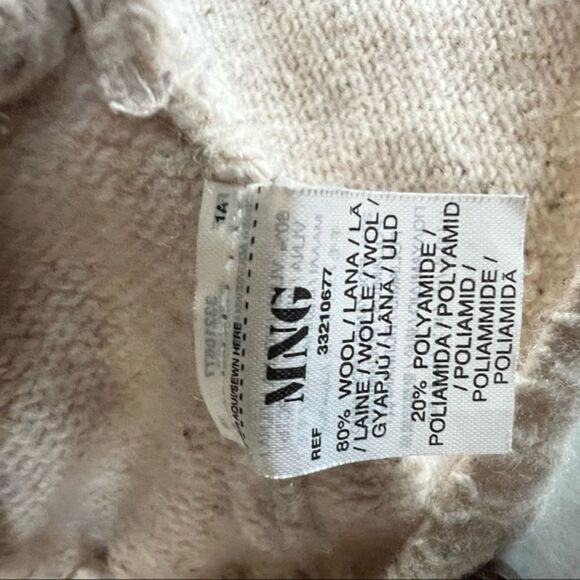 Mango Casual Sportswear wool blend beige short sleeve sweater with pockets sz XS - Picture 6 of 6